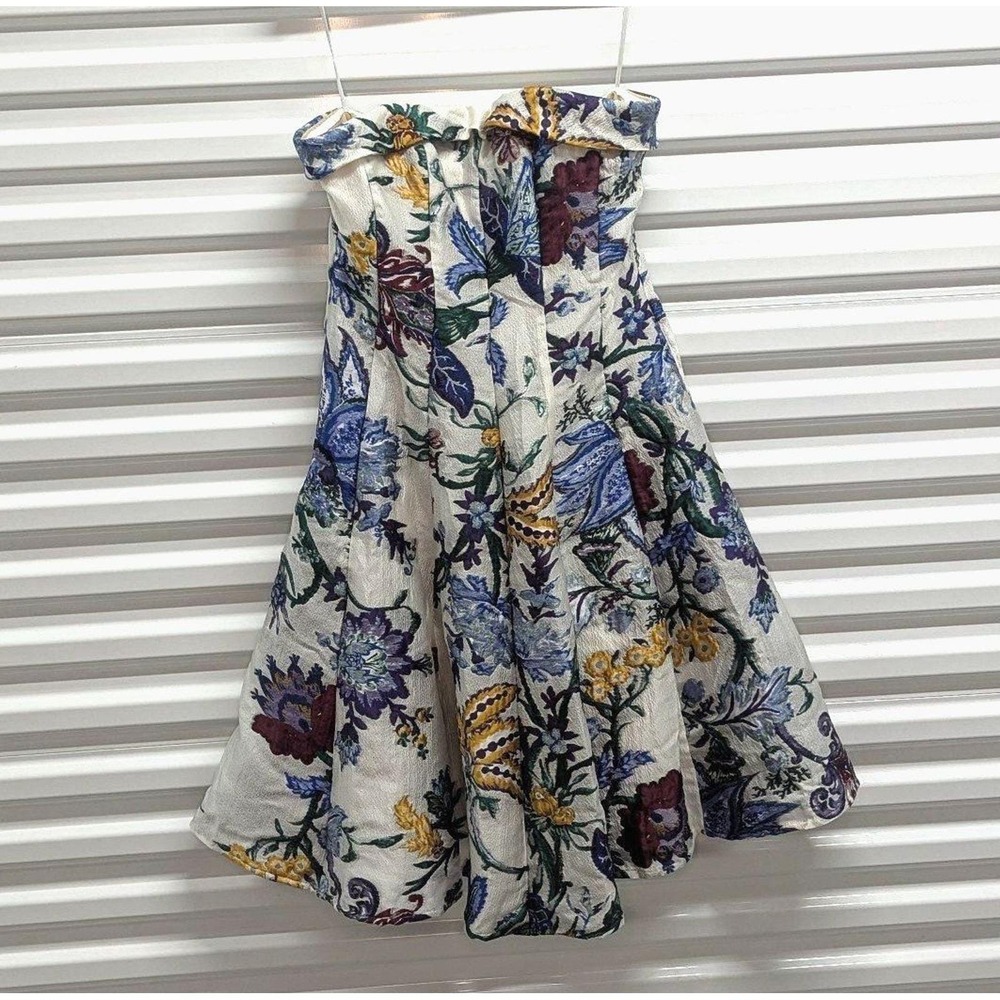 Cottagecore Garden Party Marchesa Notte Floral Jacquard Dress Size 12 EUC Luxury